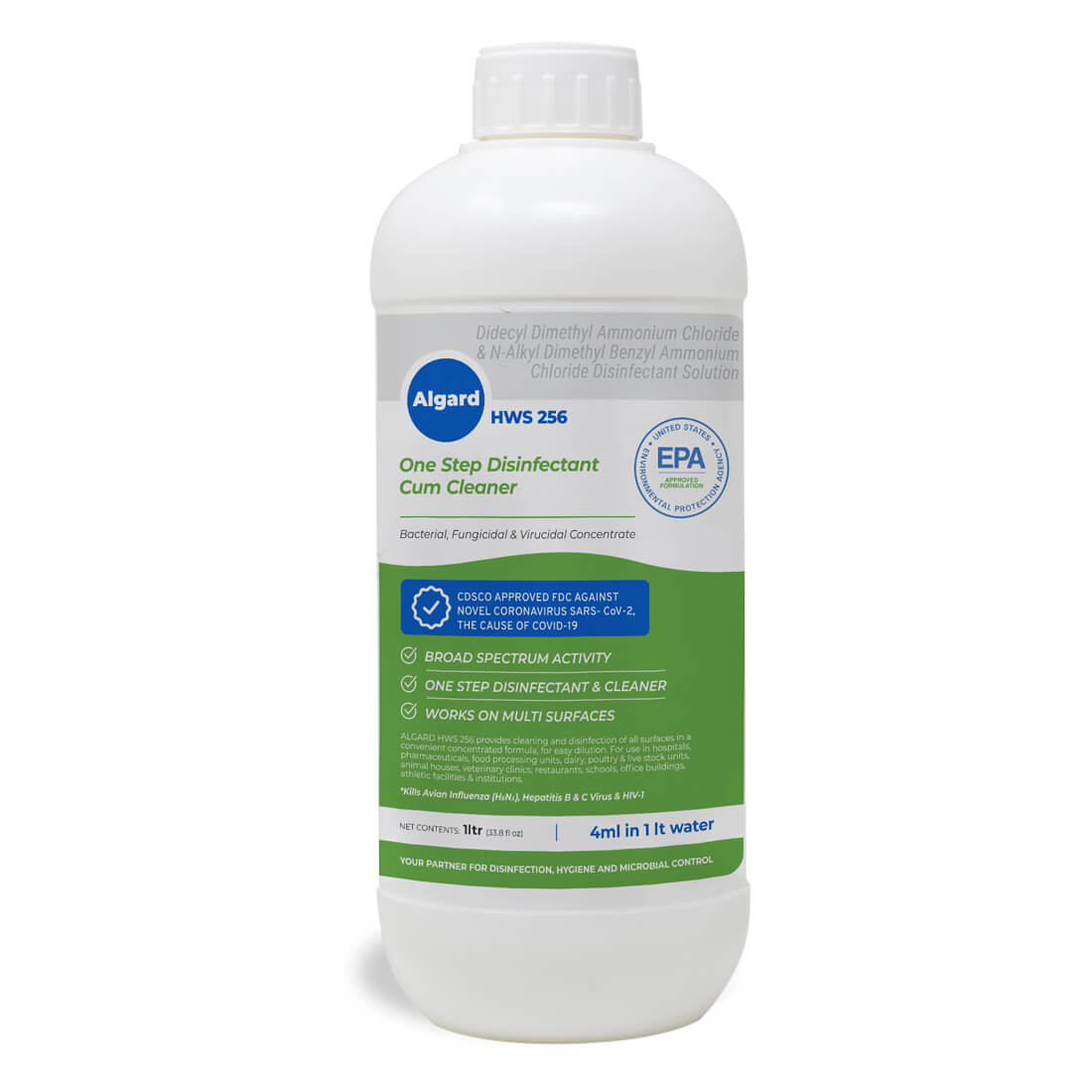 Algard HWS 256® – One Step Disinfectant Cum Cleaner – US EPA, CDSCO & DCGI Approved